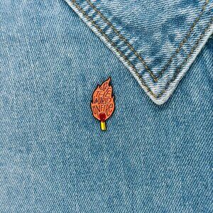 ⭐Cartoon Set the world on fire Enamel Pin Matches Flame Blaze Brooch Bag Clothes